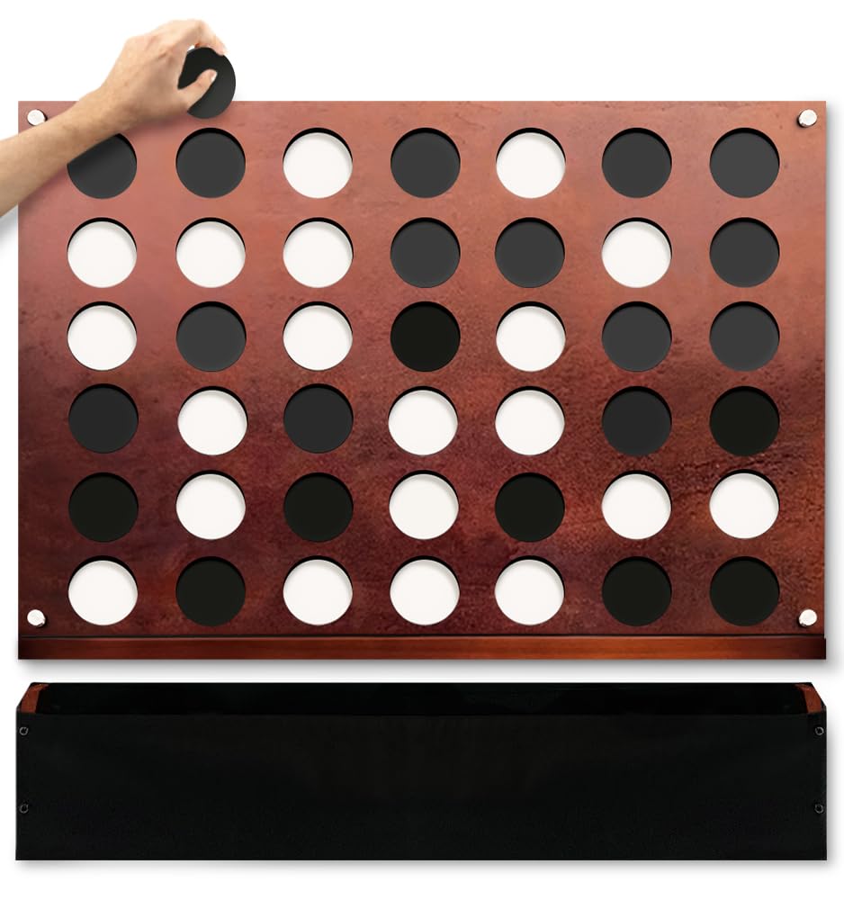 SWOOC Games Wall Mounted Giant 4 in a Row – 60% Quieter, Jumbo Size, Sustainable NZ Poplar