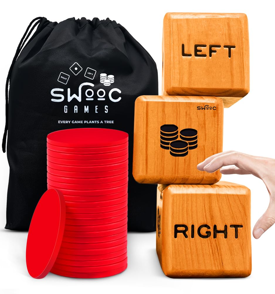 SWOOC Games Giant Right Center Left Dice – All-Weather Lawn Game