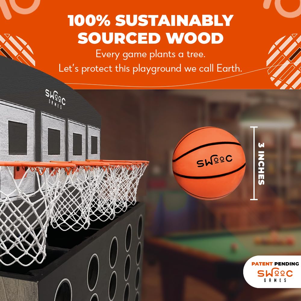 SWOOC Games - Low Post Lineup™: Wall Mounted Giant Basketball 4 In A Row + 5+ Games