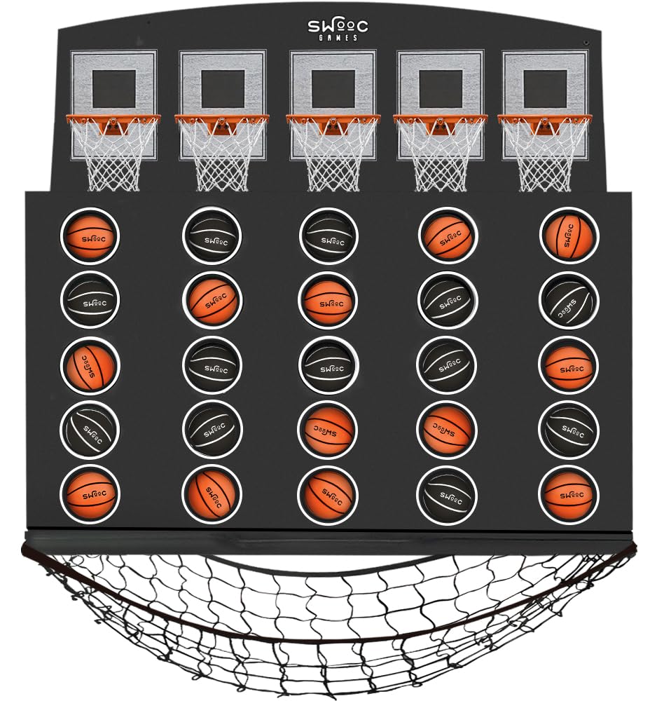 SWOOC Games - Low Post Lineup™: Wall Mounted Giant Basketball 4 In A Row + 5+ Games