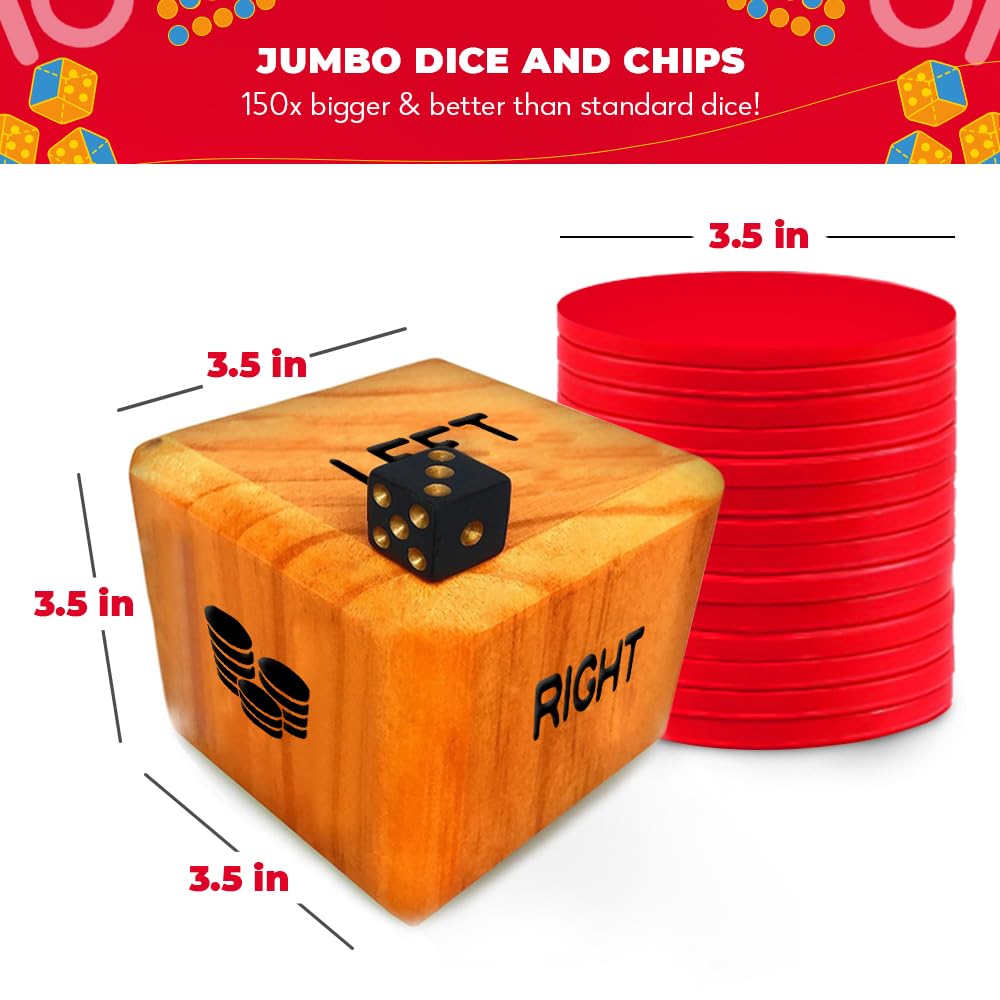 SWOOC Games Giant Right Center Left Dice – All-Weather Lawn Game