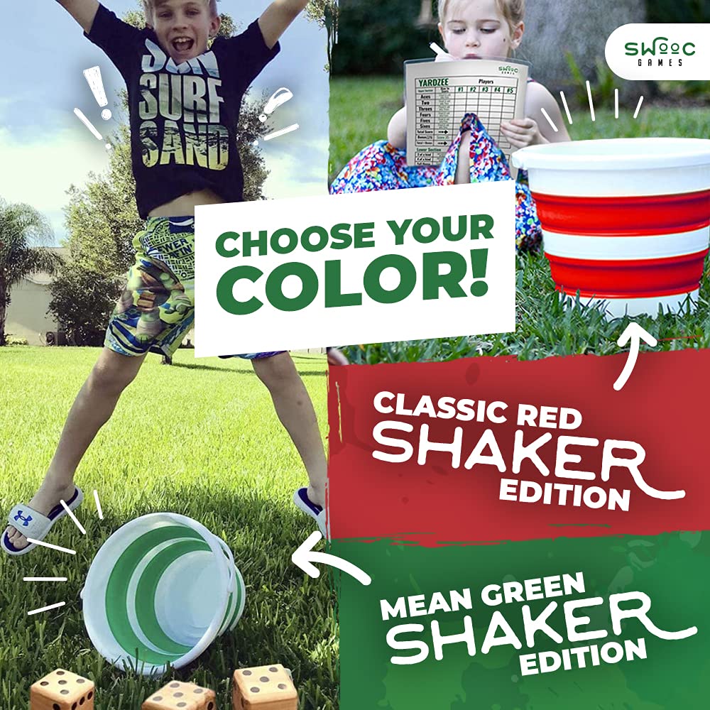 SWOOC Yardzee & Yard Farkle Game Set | Classic Red Shaker Edition All-Weather Outdoor Yard Dice