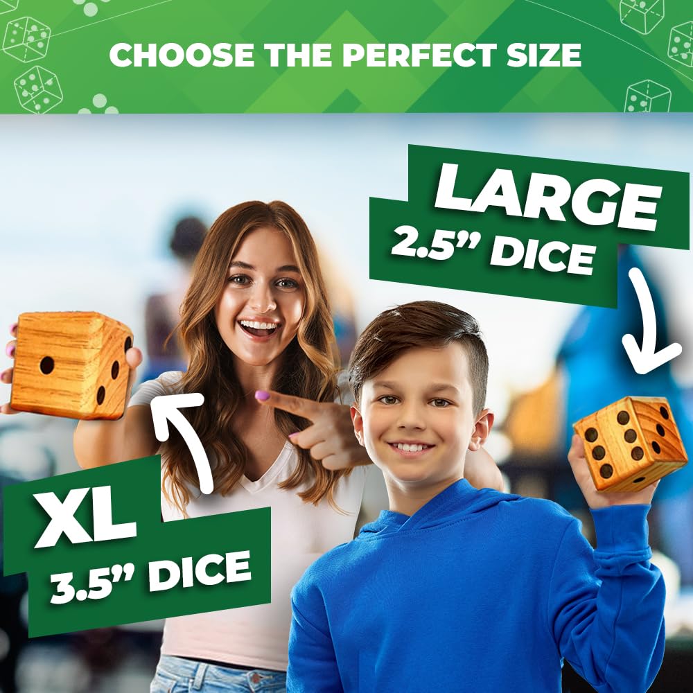 SWOOC Yardzee, Farkle & 20+ Games – Lightweight All-Weather Yard Dice (2.5in or 3.5in)