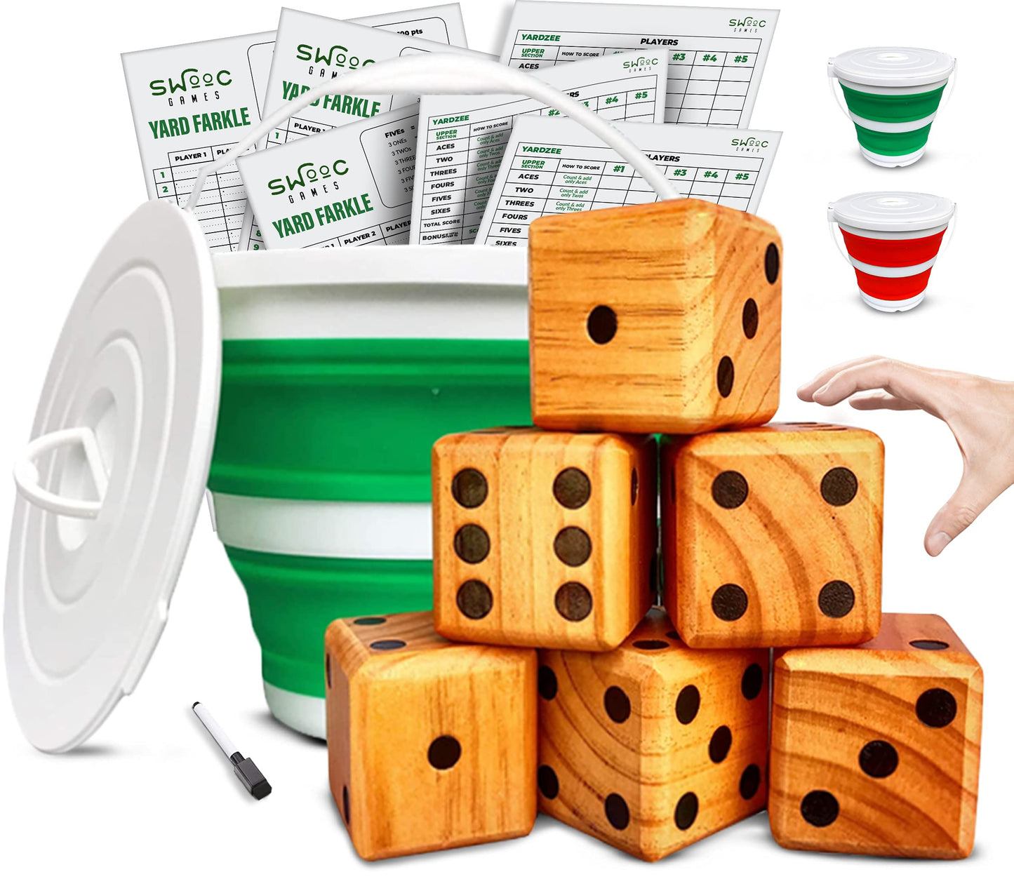 SWOOC Yardzee & Farkle: 20+ Giant Dice, All-Weather Outdoor Game Set