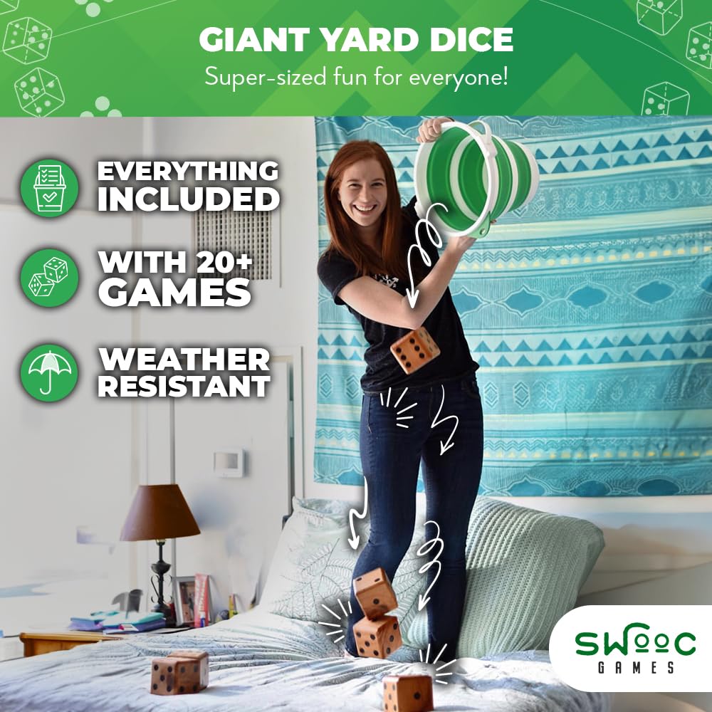 SWOOC Yardzee & Farkle: 20+ Giant Dice, All-Weather Outdoor Game Set