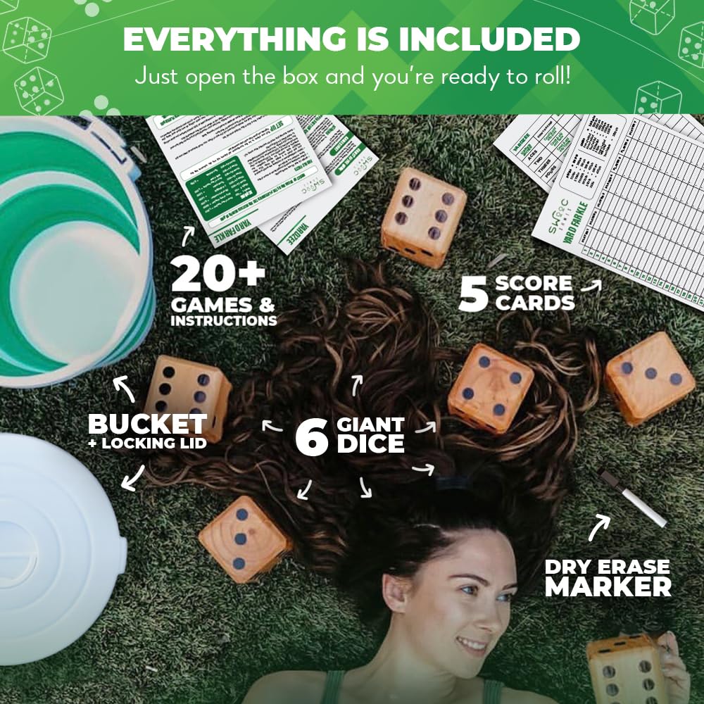SWOOC Yardzee & Farkle: 20+ Giant Dice, All-Weather Outdoor Game Set
