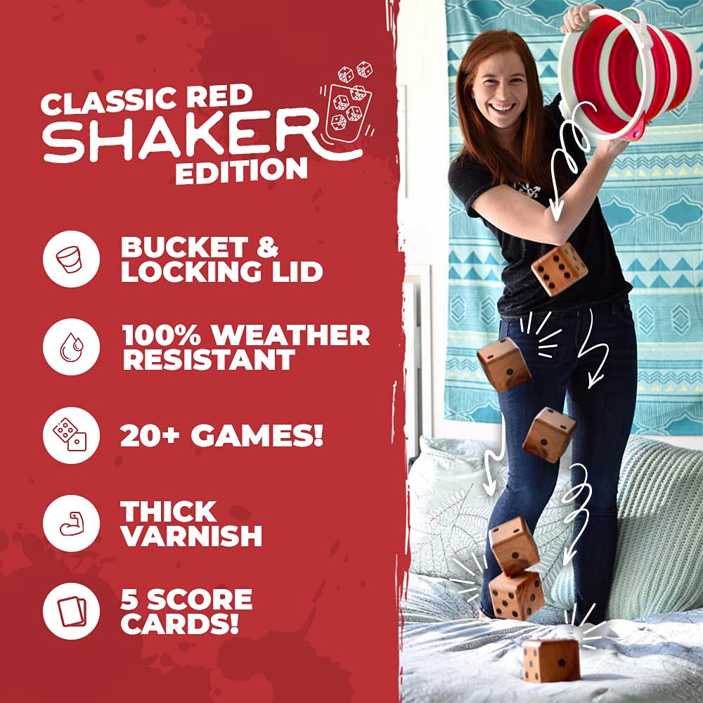 SWOOC Yardzee & Yard Farkle Game Set | Classic Red Shaker Edition All-Weather Outdoor Yard Dice