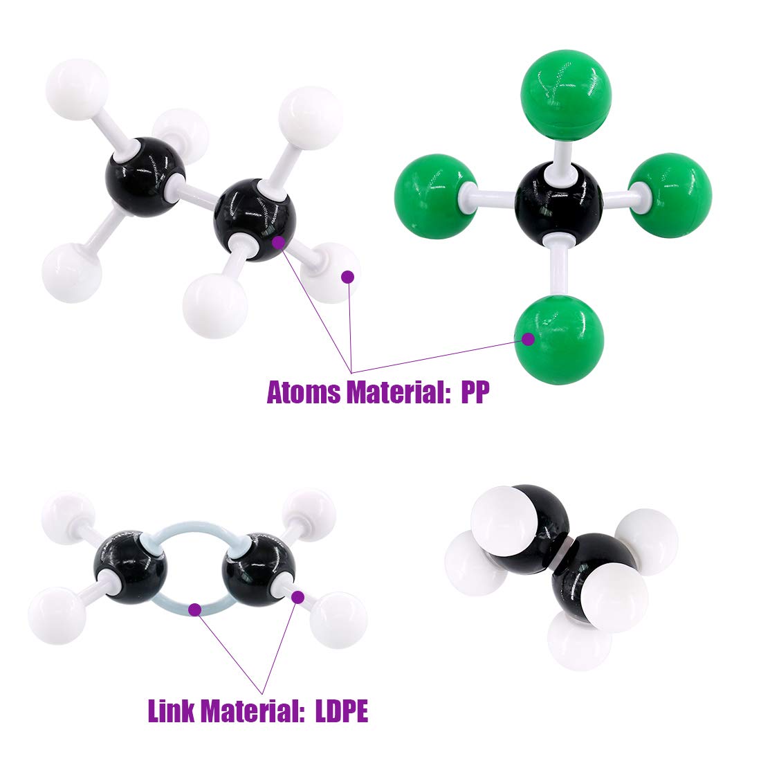 Swpeet 179-Piece Organic Chemistry Molecular Model Kit – 76 Atoms, 102 Links, Link Remover Tool