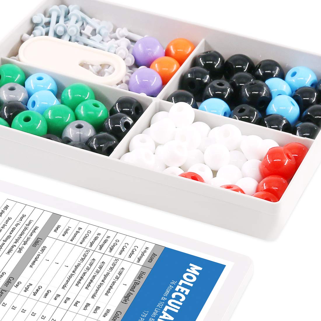 Swpeet 179-Piece Organic Chemistry Molecular Model Kit – 76 Atoms, 102 Links, Link Remover Tool