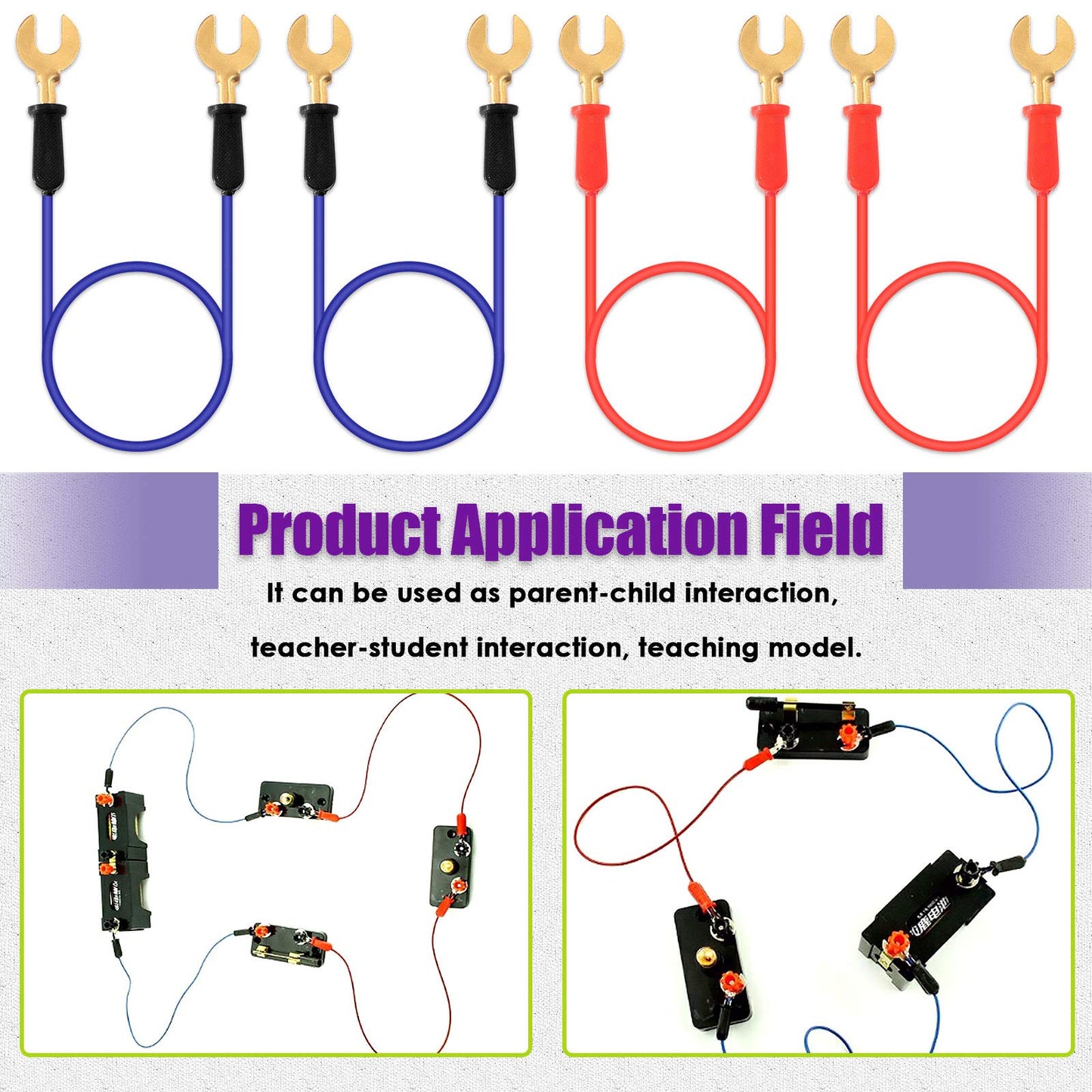 Swpeet 10Pcs Red & Blue Interconnect Circuit Wire Kit – Physics Lab Demos & Simple Circuit Wiring