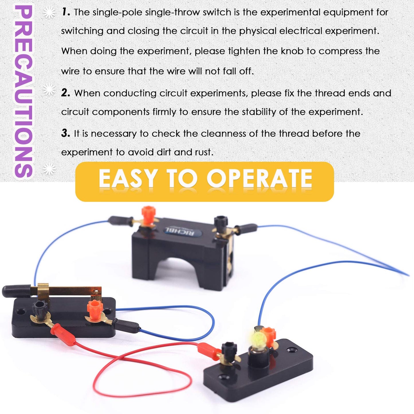 Swpeet 10Pcs Red & Blue Interconnect Circuit Wire Kit – Physics Lab Demos & Simple Circuit Wiring