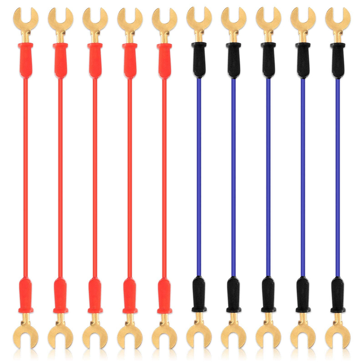 Swpeet 10Pcs Red & Blue Interconnect Circuit Wire Kit – Physics Lab Demos & Simple Circuit Wiring