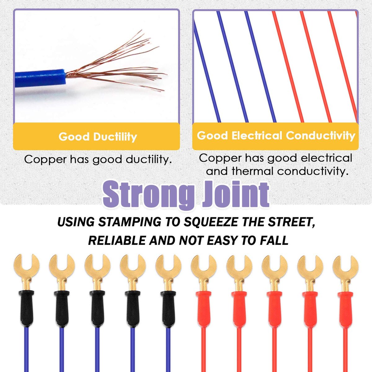 Swpeet 10Pcs Red & Blue Interconnect Circuit Wire Kit – Physics Lab Demos & Simple Circuit Wiring