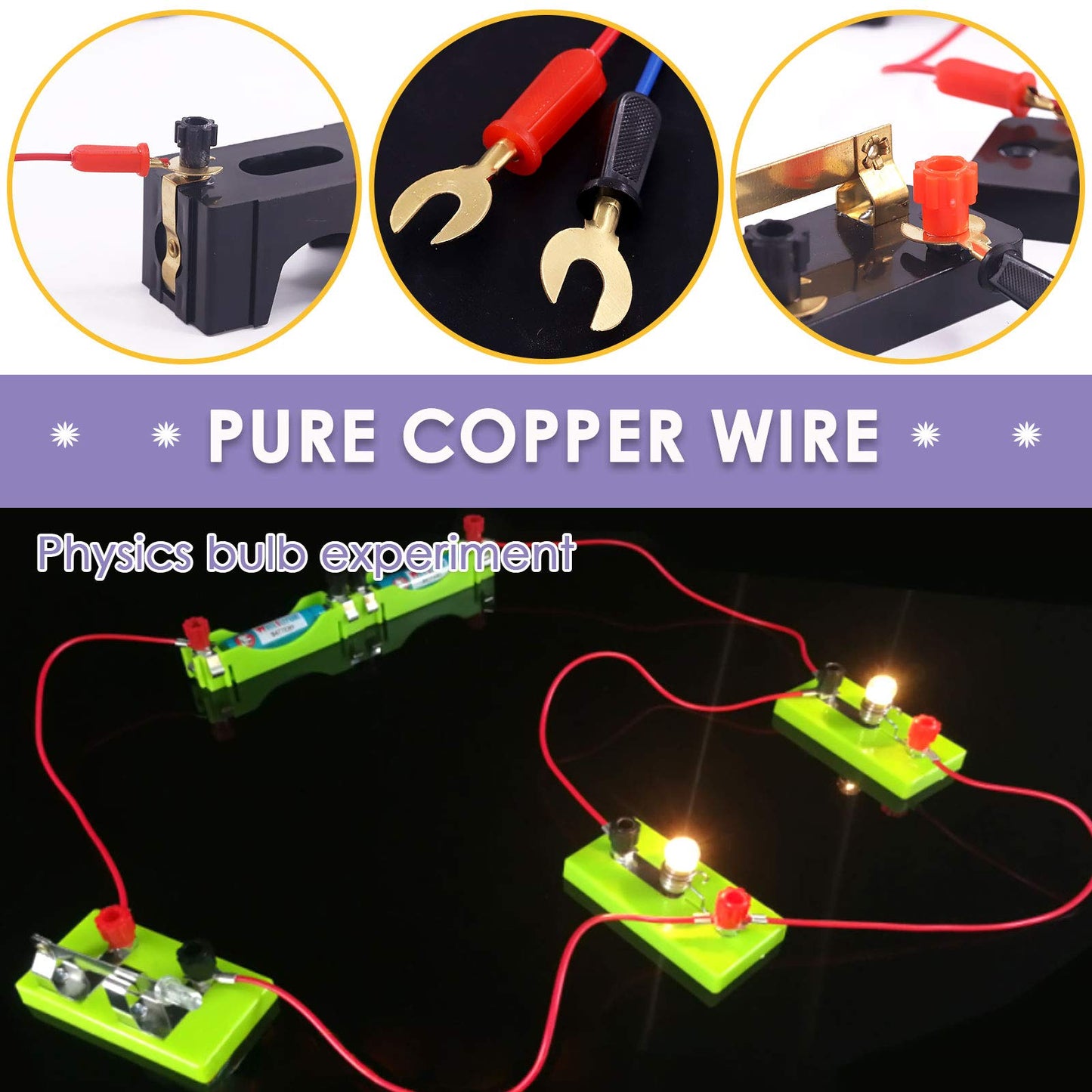 Swpeet 10Pcs Red & Blue Interconnect Circuit Wire Kit – Physics Lab Demos & Simple Circuit Wiring