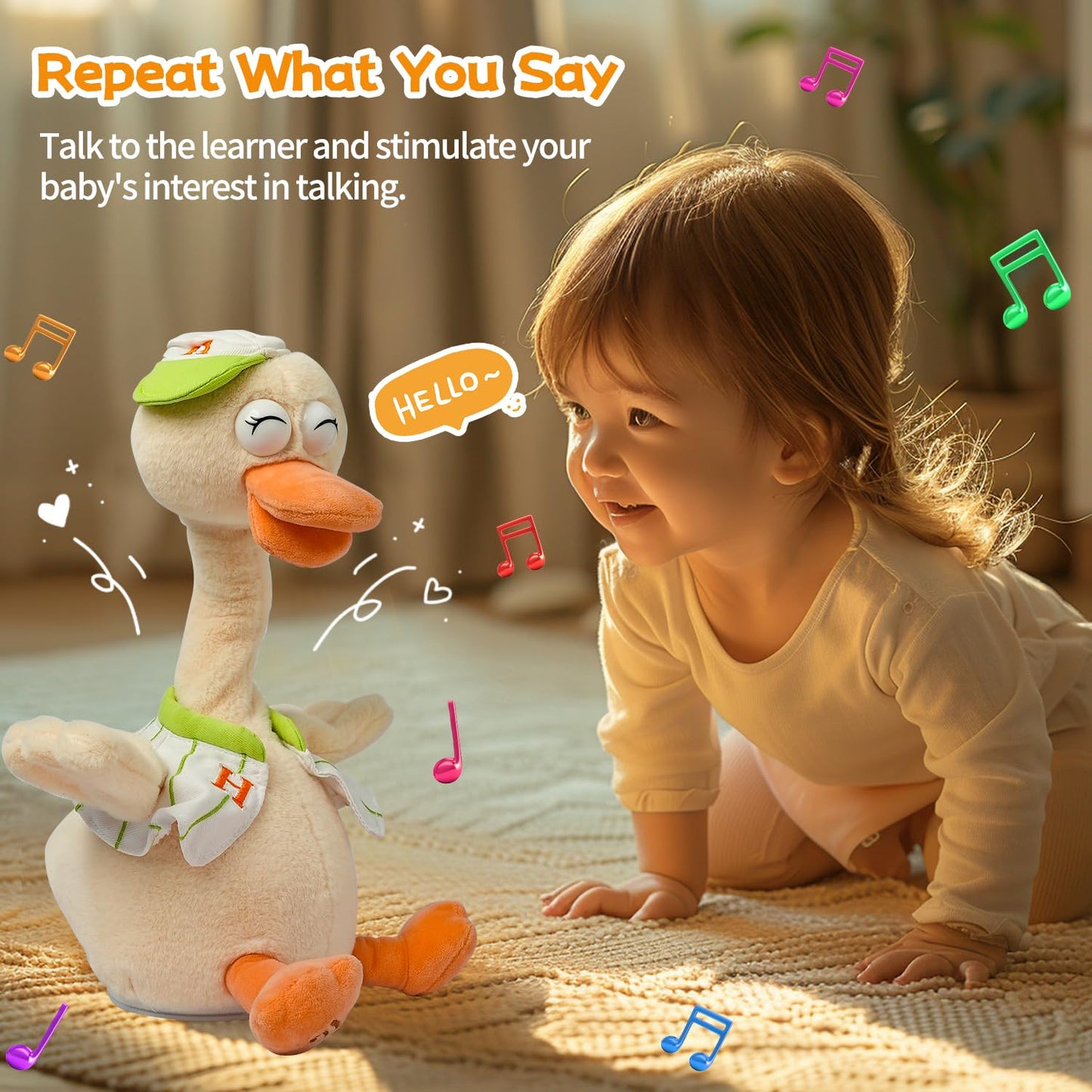 SWTOIPIG Talking Dancing Duck Toy – Interactive Plush Repeats & Records