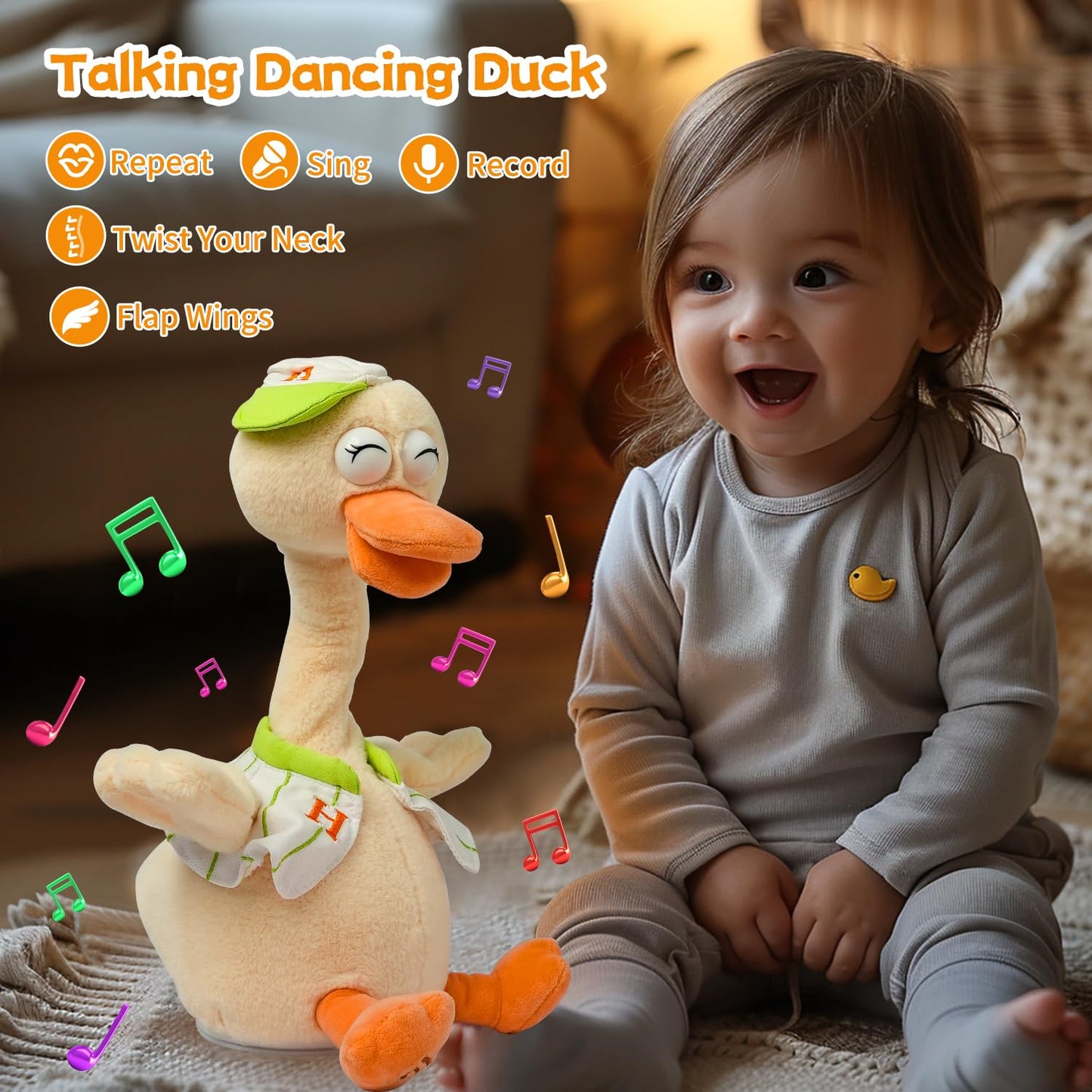 SWTOIPIG Talking Dancing Duck Toy – Interactive Plush Repeats & Records