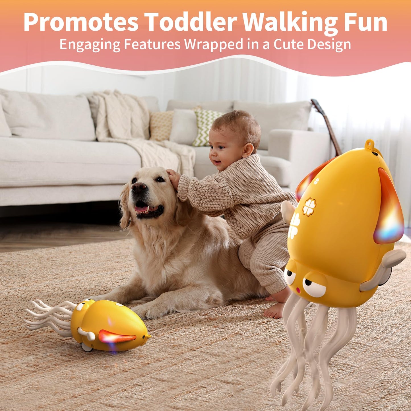 SWTOIPIG Interactive Dancing Octopus Toy – LEDs, Obstacle Avoidance, USB Rechargeable