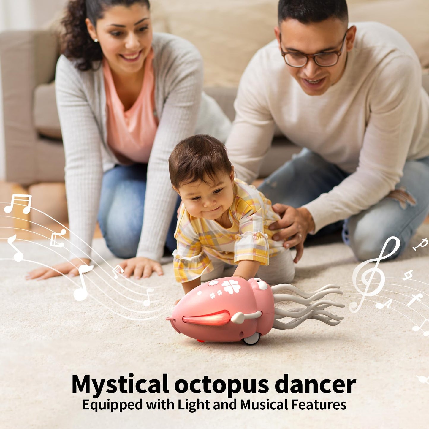 SWTOIPIG Dancing Octopus Toy – Lights, Music & Rechargeable (Pink)