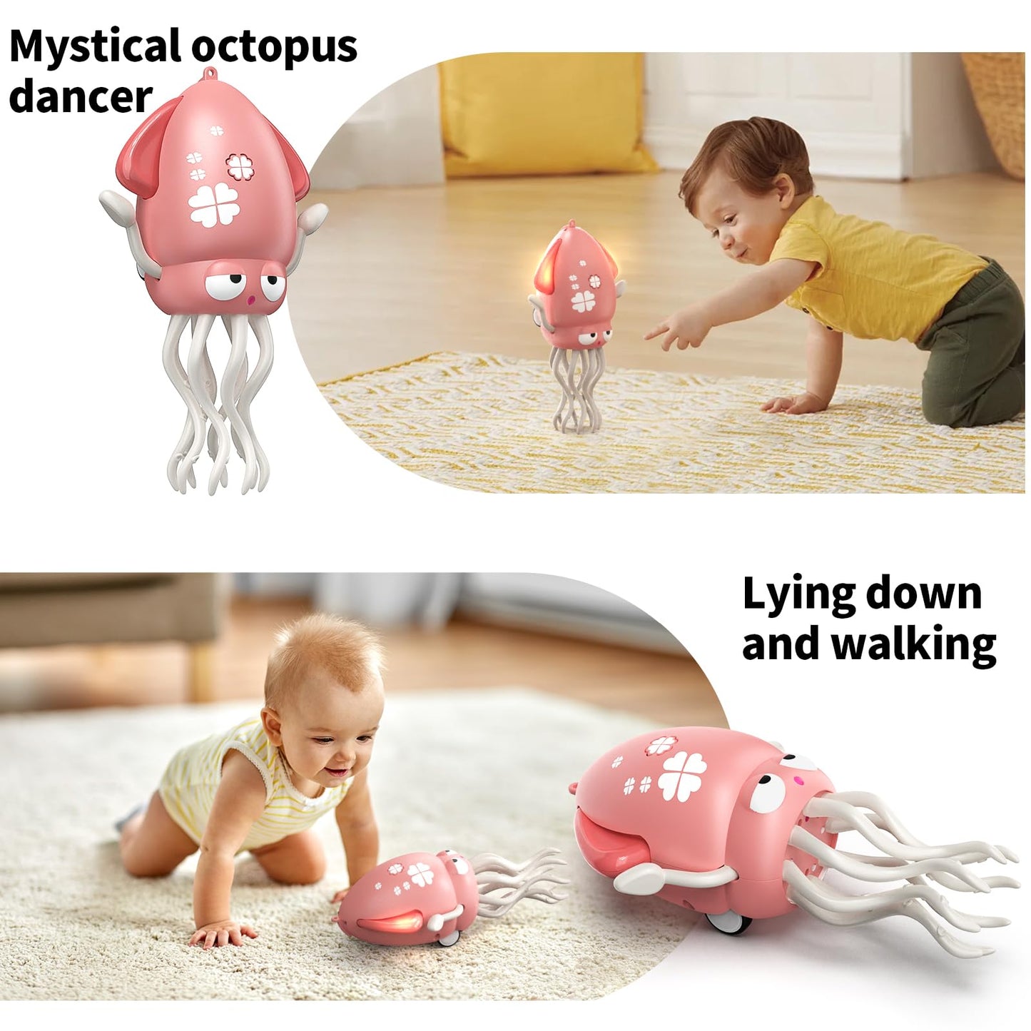 SWTOIPIG Dancing Octopus Toy – Lights, Music & Rechargeable (Pink)