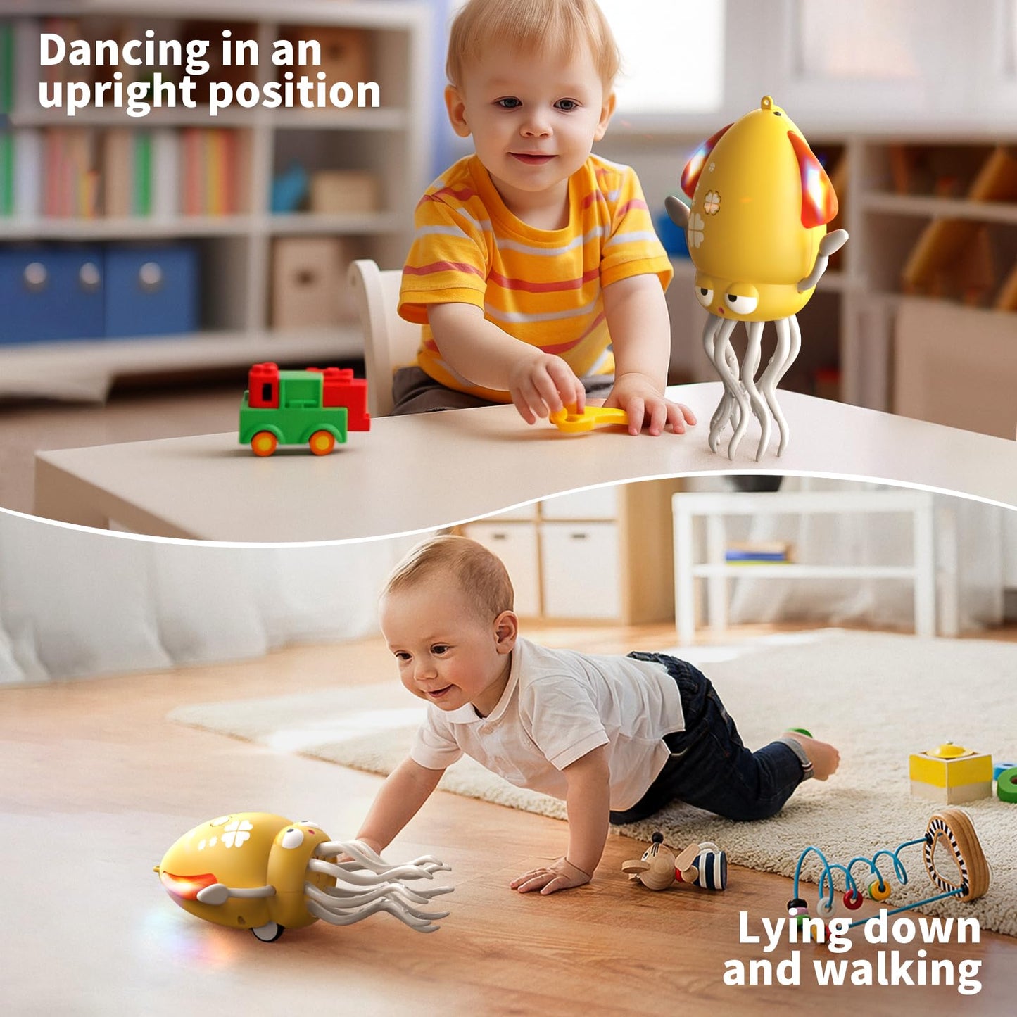 SWTOIPIG Interactive Dancing Octopus Toy – LEDs, Obstacle Avoidance, USB Rechargeable