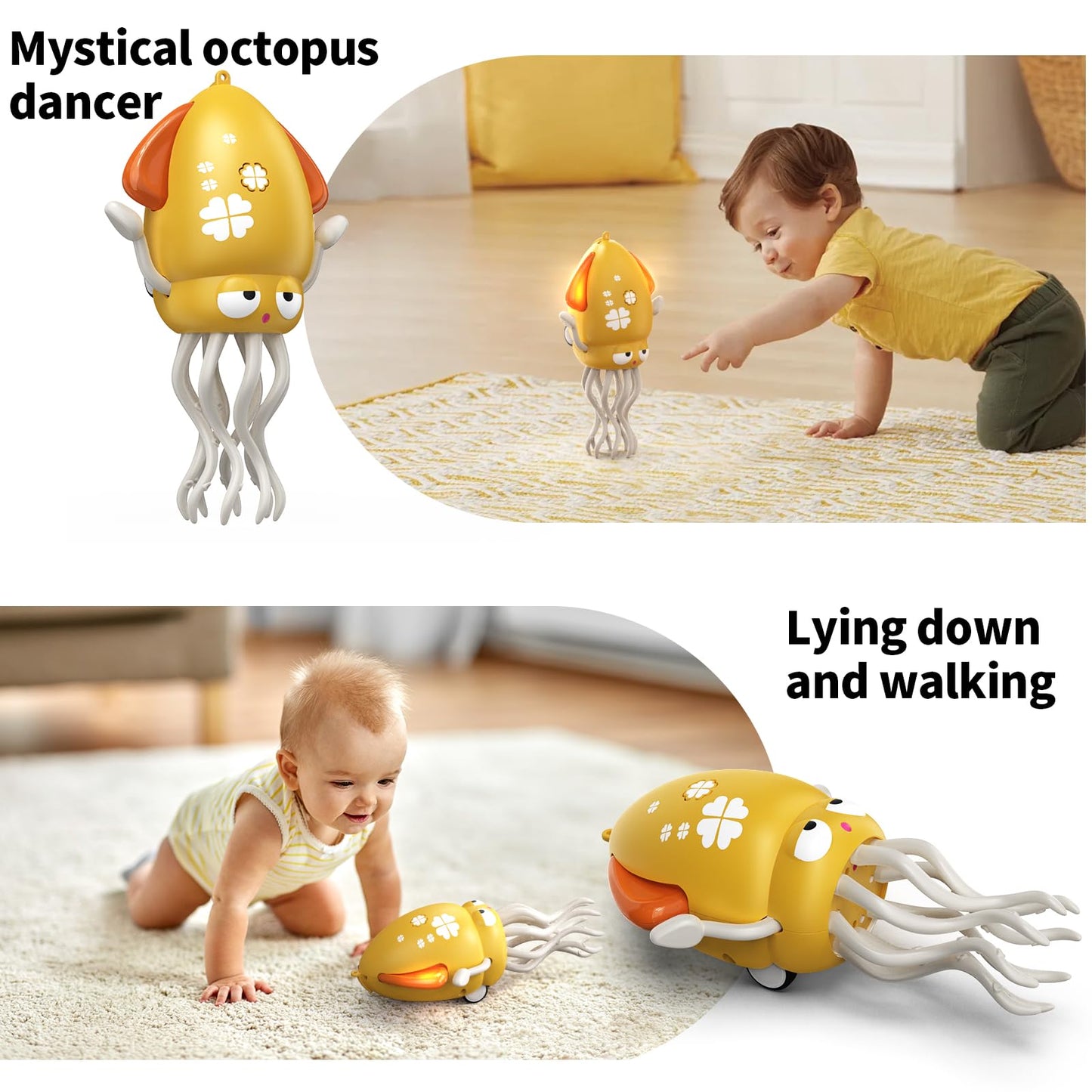 SWTOIPIG Electric Dancing Octopus Toy with LED Lights, Music & Obstacle Avoidance