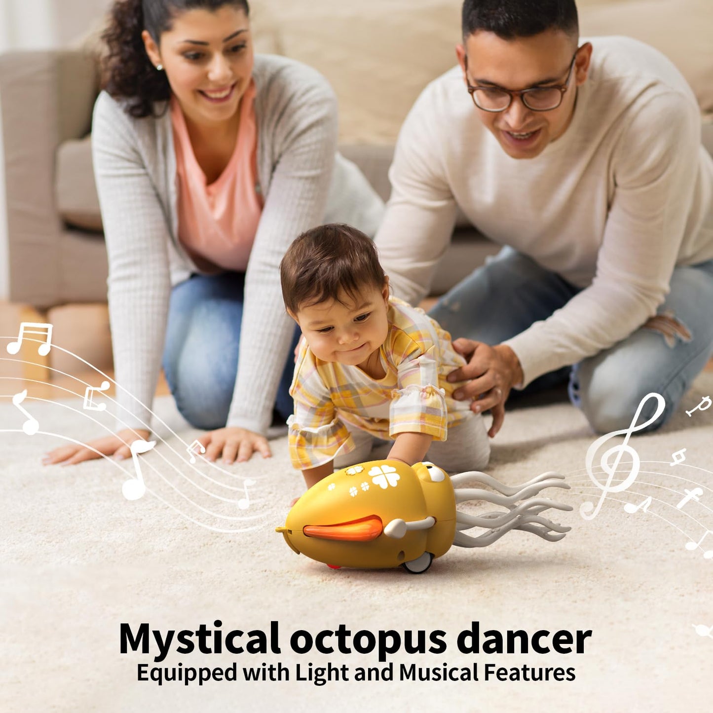 SWTOIPIG Electric Dancing Octopus Toy with LED Lights, Music & Obstacle Avoidance