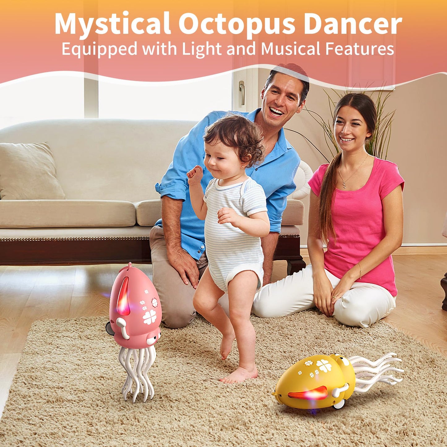 SWTOIPIG Interactive Dancing Octopus Toy – LEDs, Obstacle Avoidance, USB Rechargeable