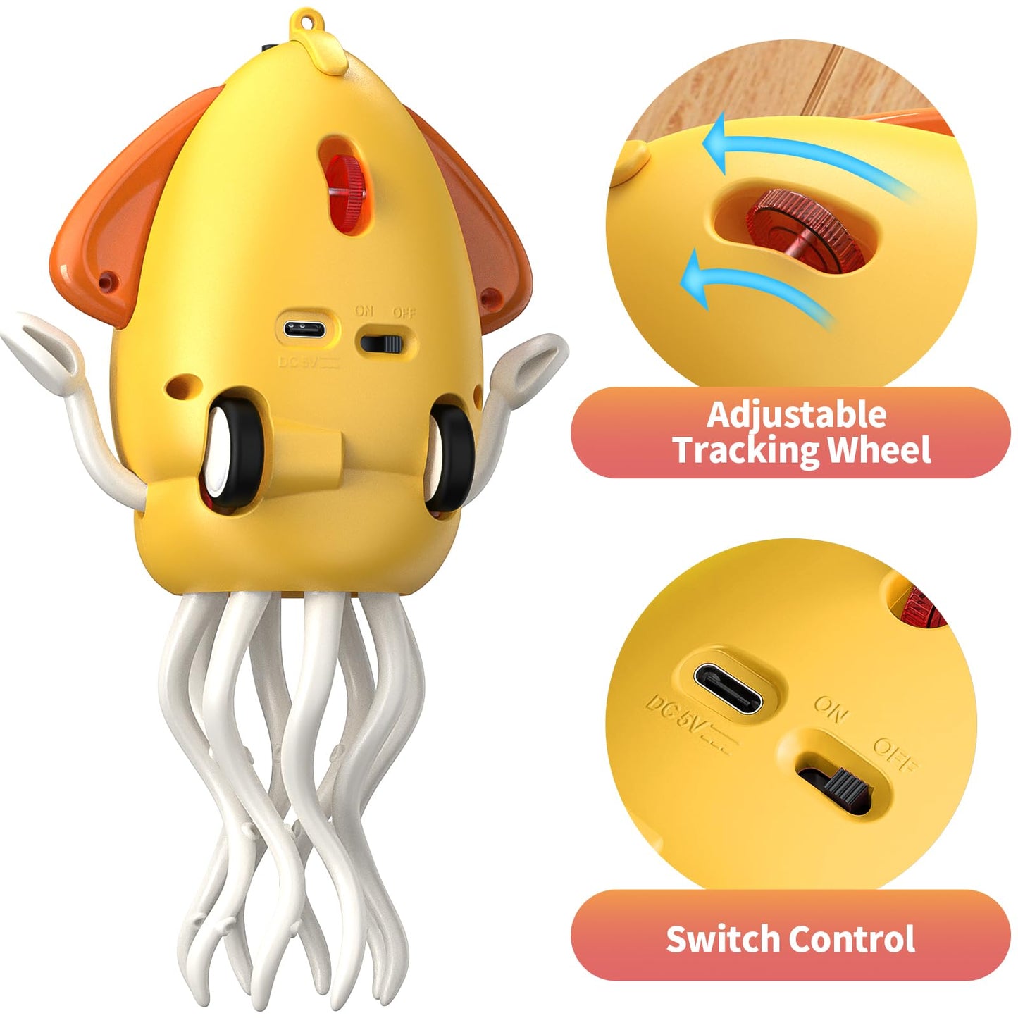 SWTOIPIG Interactive Dancing Octopus Toy – LEDs, Obstacle Avoidance, USB Rechargeable