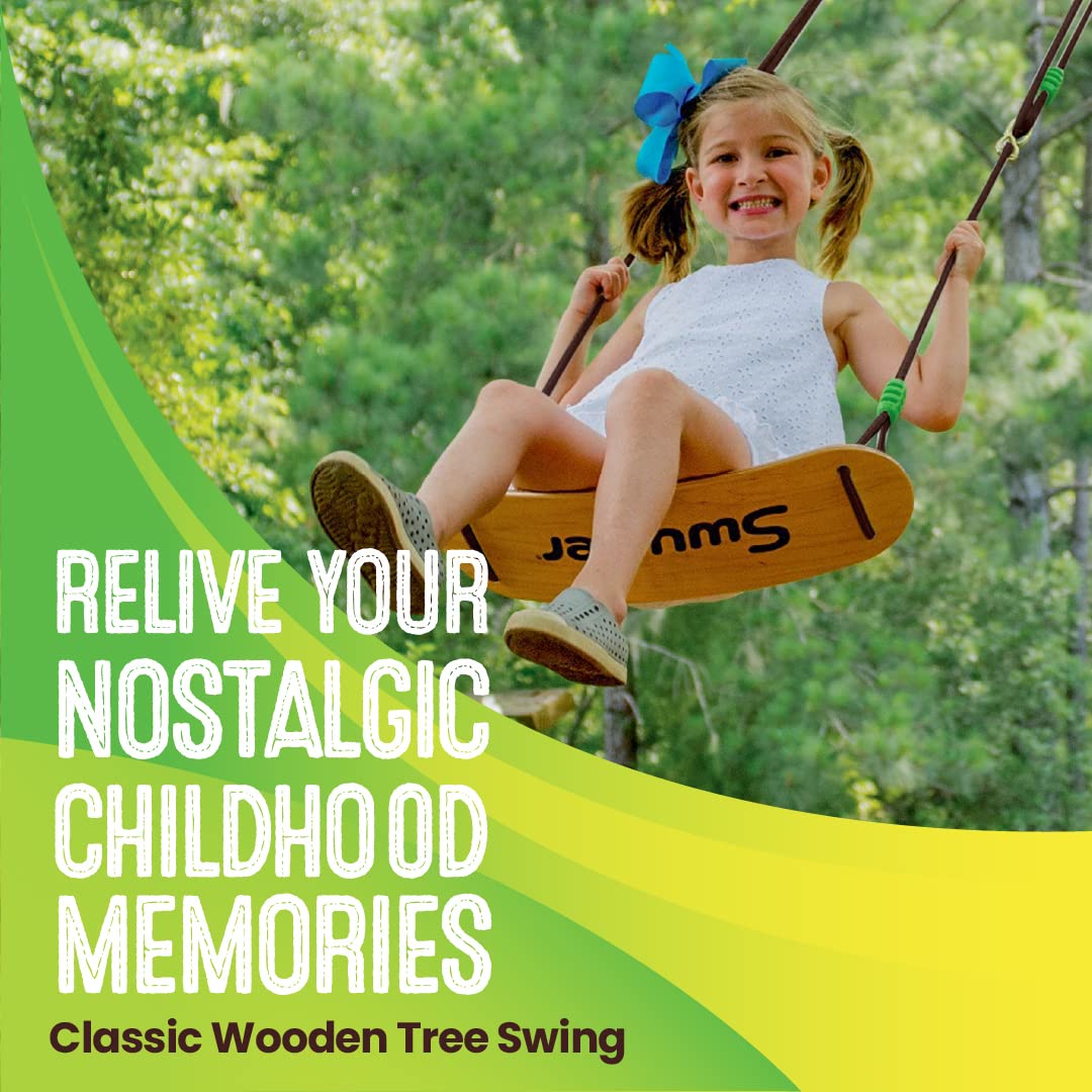 Swurfer Sway Wood Tree Swing – Maple Backyard Swing, Easy Setup, 150 lb Capacity