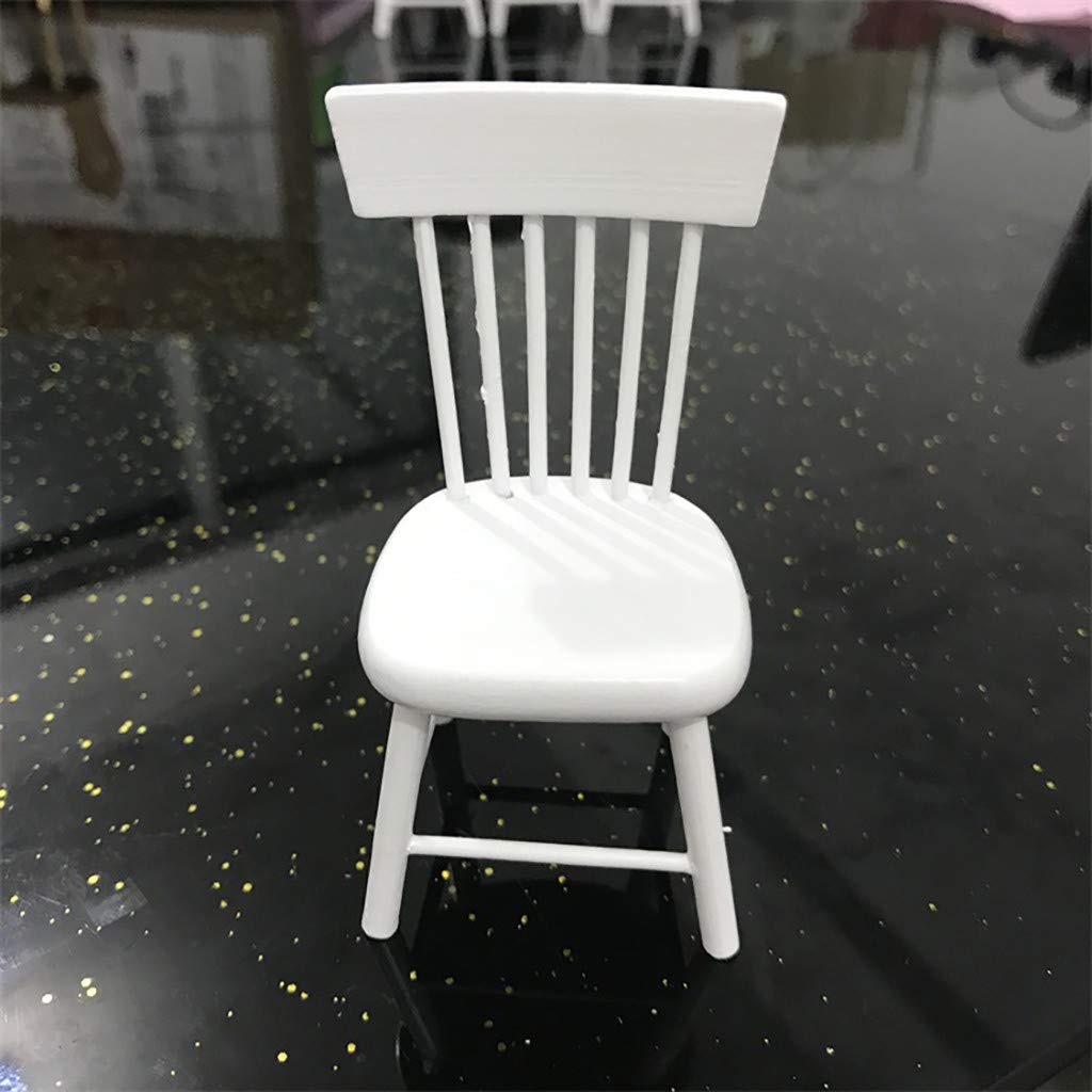 SXFSE 1:12 Dollhouse Dining Table & Chair Set — Wooden White Miniature Furniture