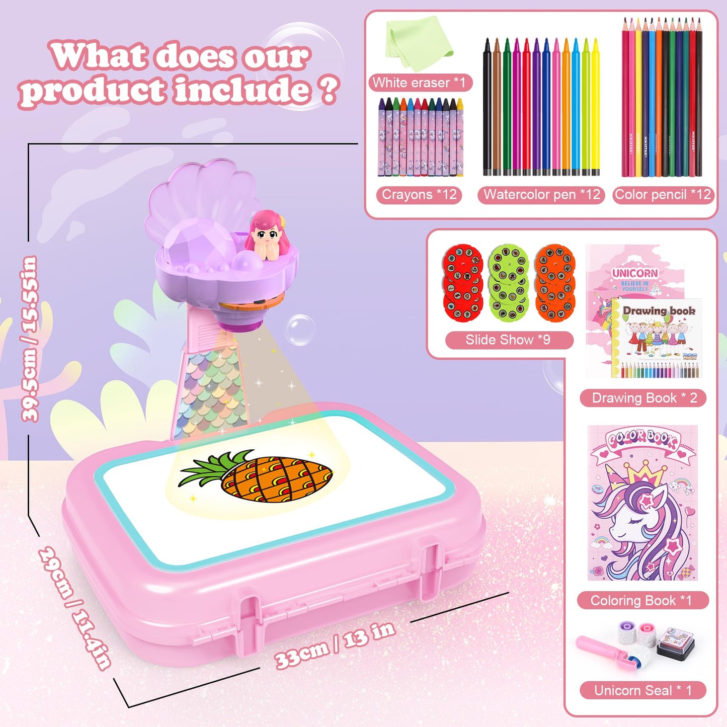Syahro Mermaid Drawing Projector Kit for Kids – All-in-One Art Set & Gift