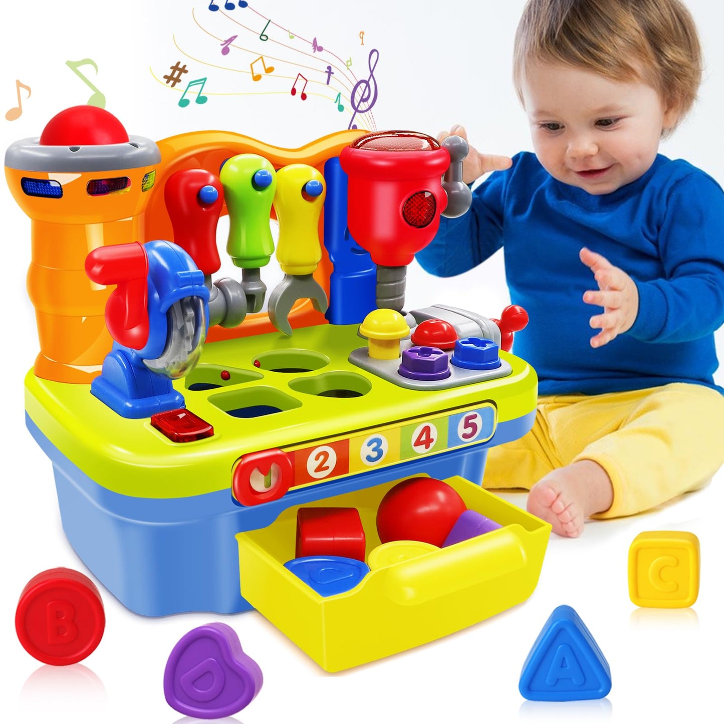 SYAOMUNLY Musical Learning Workbench Toy for 12–18 Months | Early Educational Tool Set for 1–2 Year Olds