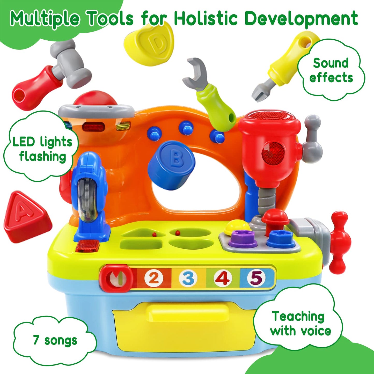 SYAOMUNLY Musical Learning Workbench Toy for 12–18 Months | Early Educational Tool Set for 1–2 Year Olds