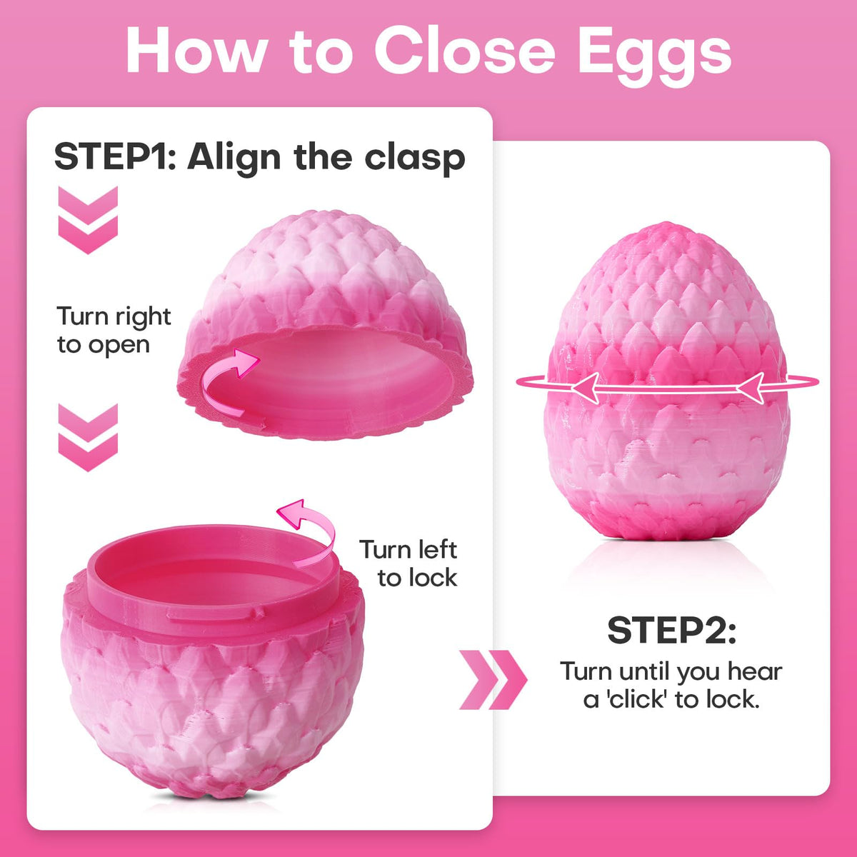SYEFKJSA 12-Inch 3D Printed Dragon Eggs with Dragon Inside – Articulated Fidget Toy, Cherry Blossom Edition