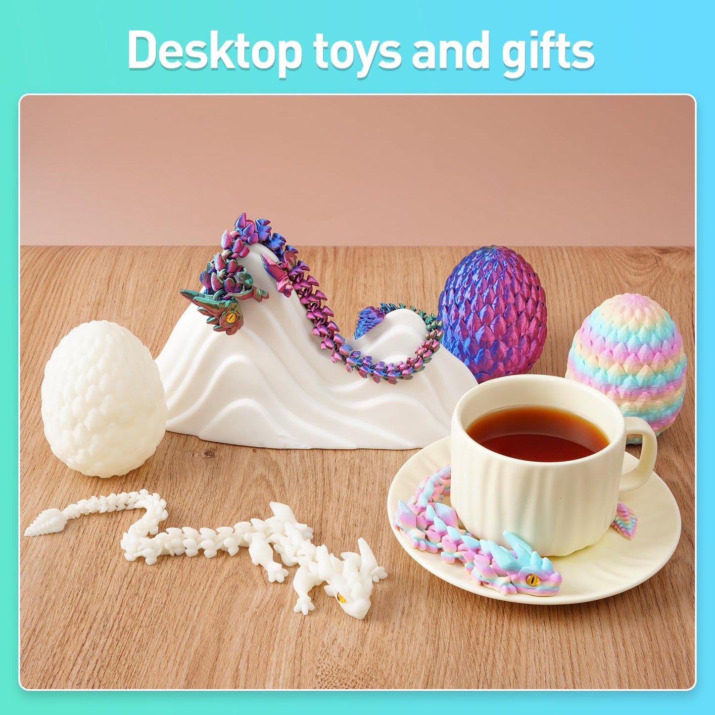 SYEFKJSA 3D Printed Dragon Eggs – 12-Inch Articulated Dragon, Glow in the Dark