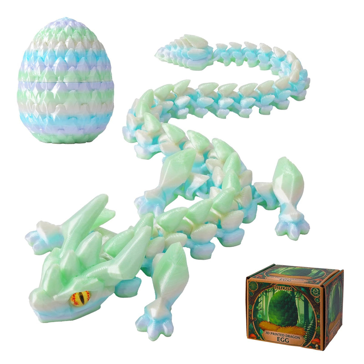 SYEFKJSA 12-Inch Articulated 3D Printed Dragon Eggs with Dragon Inside – Desk Toy, Decor & Gift
