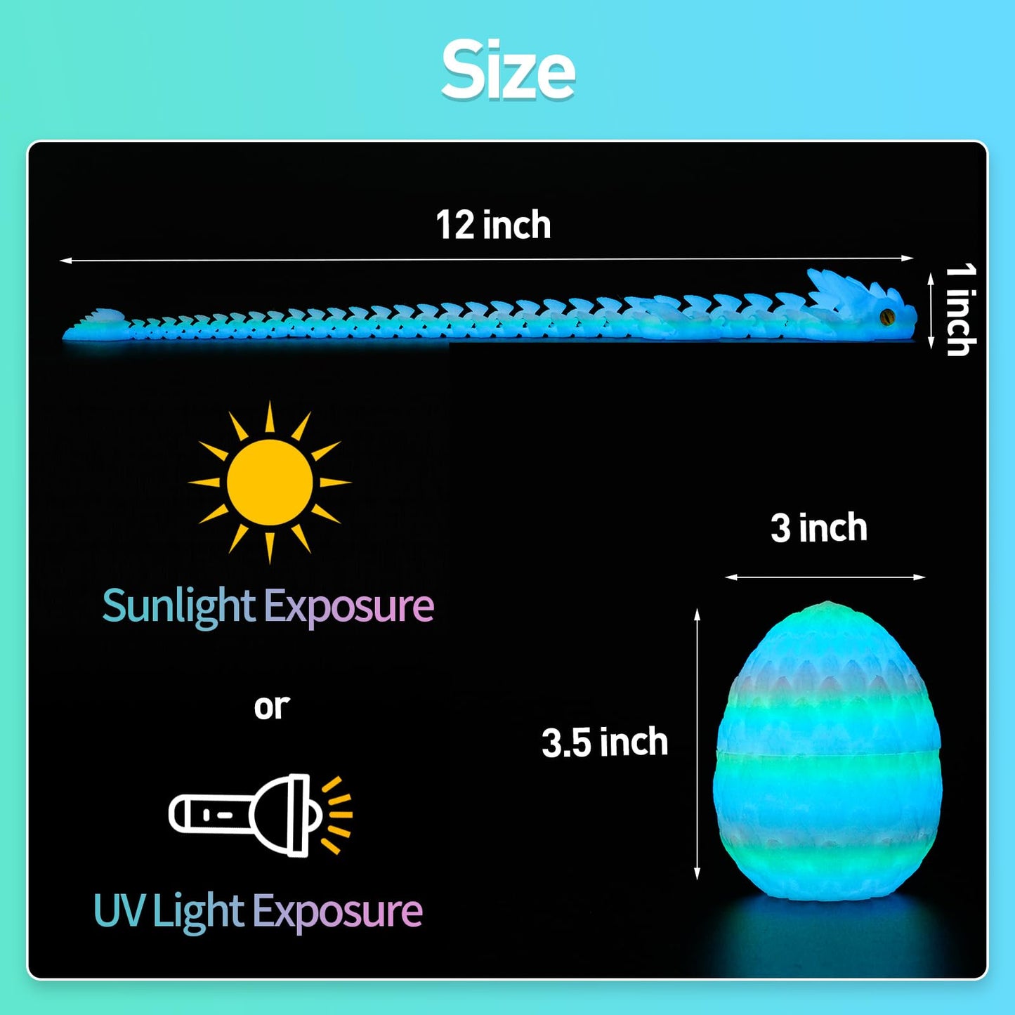 SYEFKJSA 3D Printed Dragon Eggs – 12-Inch Articulated Dragon, Glow in the Dark