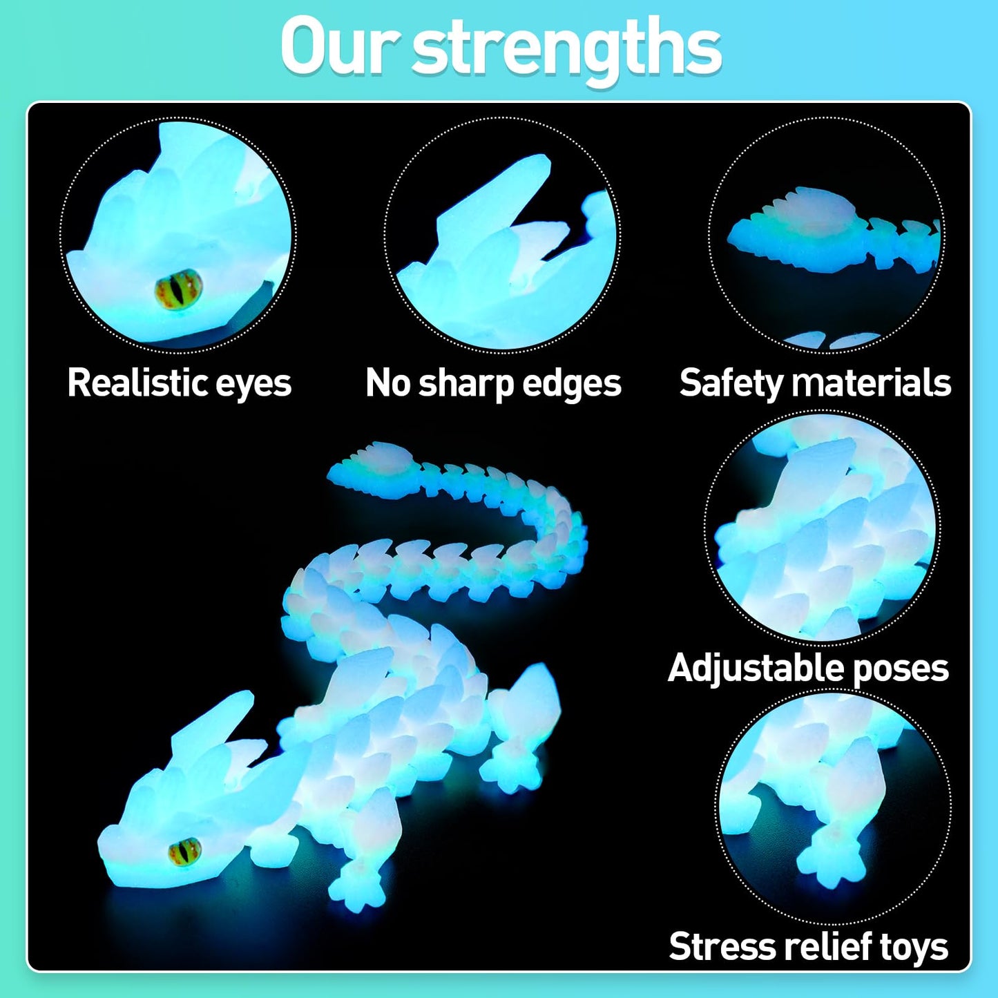 SYEFKJSA 3D Printed Dragon Eggs – 12-Inch Articulated Dragon, Glow in the Dark
