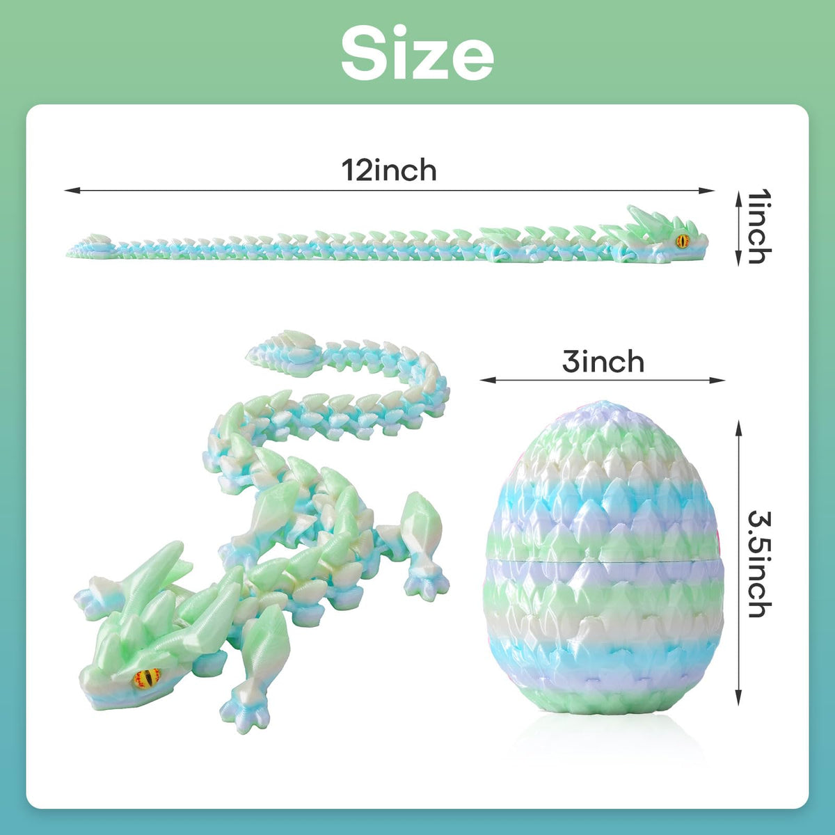 SYEFKJSA 12-Inch Articulated 3D Printed Dragon Eggs with Dragon Inside – Desk Toy, Decor & Gift