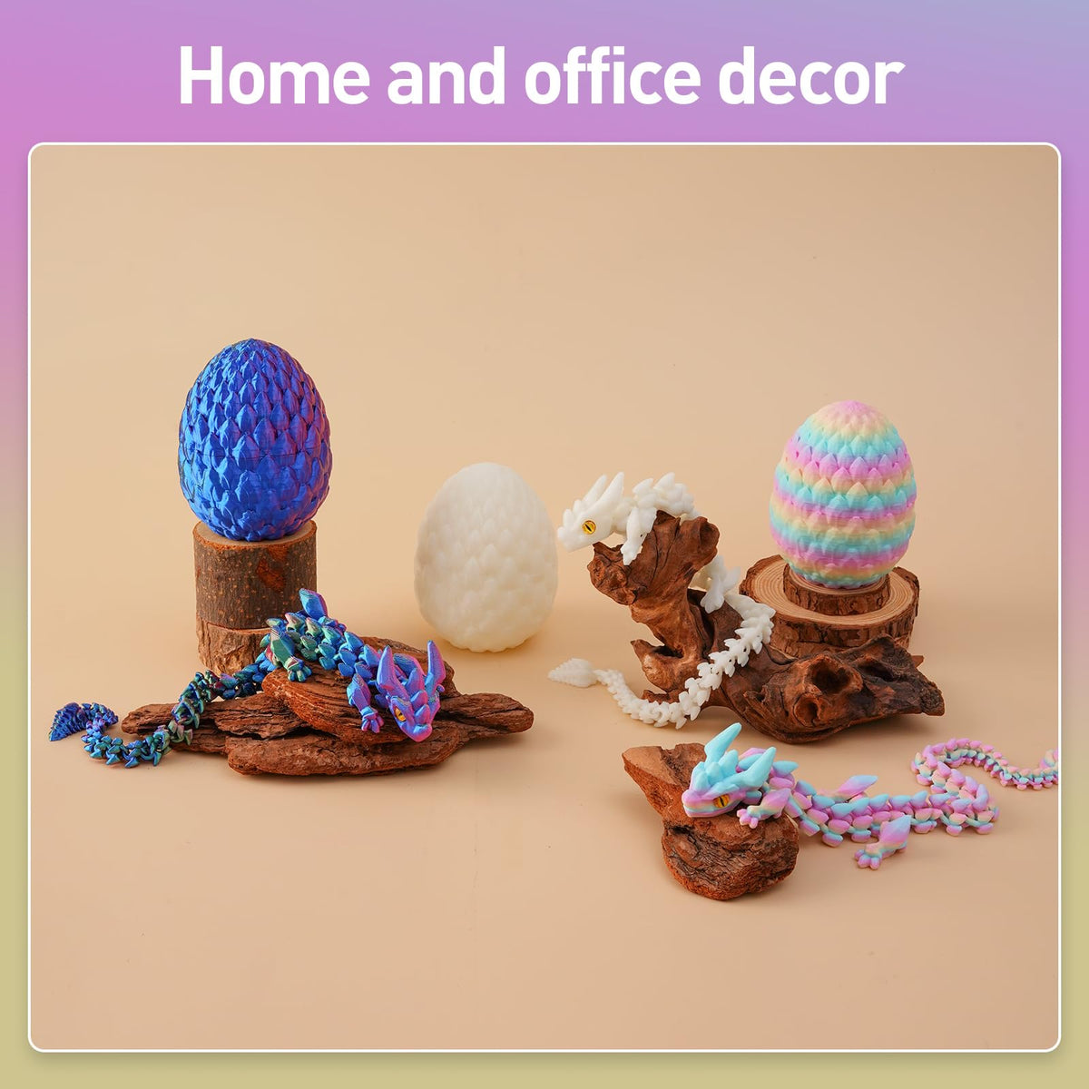 SYEFKJSA 3D Printed Dragon Eggs – 12-Inch Articulated Dragon Fidget Figure, Colorful Decorative Gift