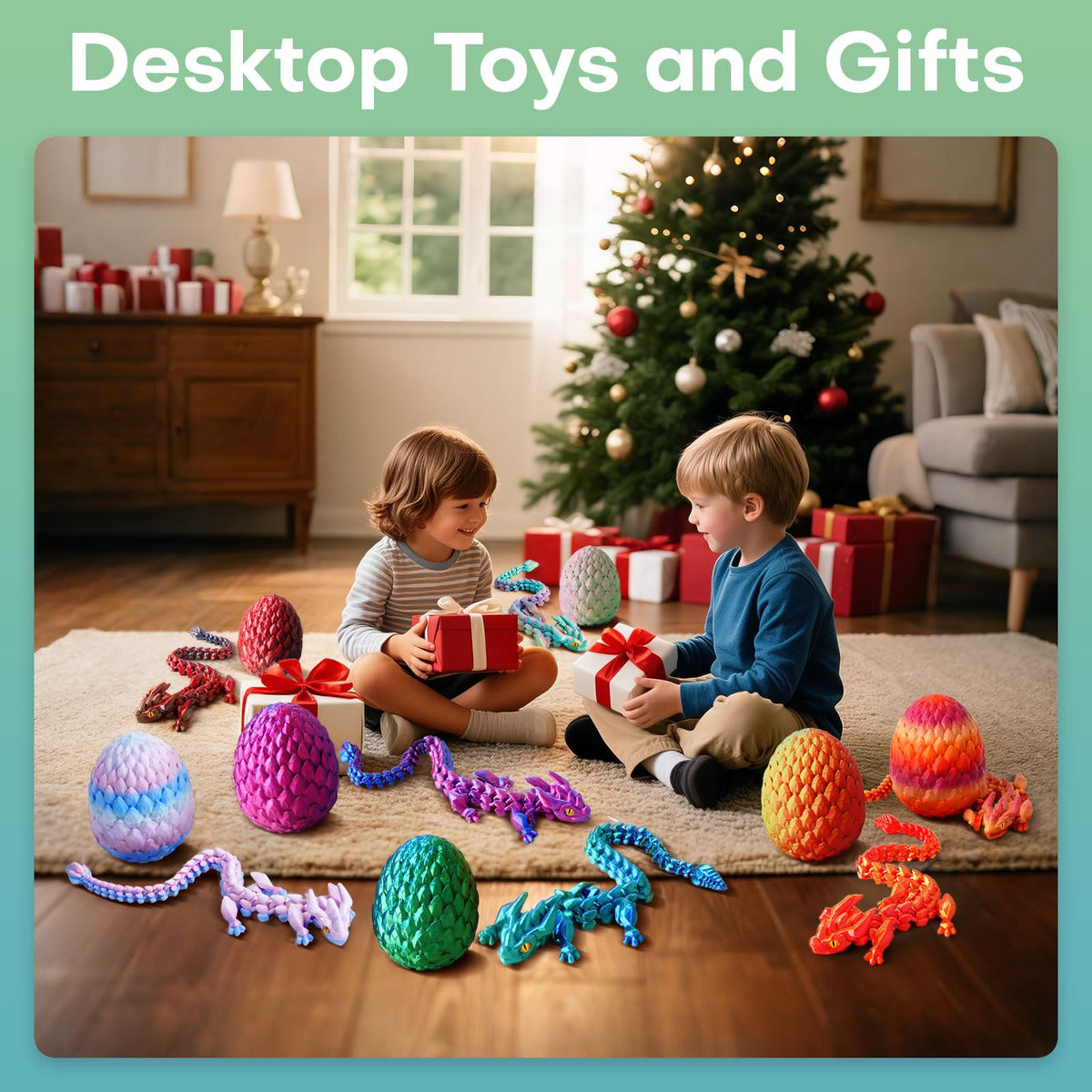 SYEFKJSA 12-Inch Articulated 3D Printed Dragon Eggs with Dragon Inside – Desk Toy, Decor & Gift
