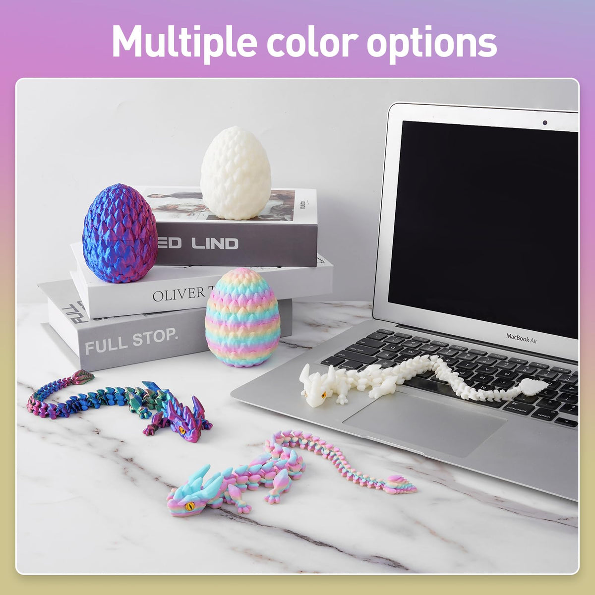 SYEFKJSA 3D Printed Dragon Eggs – 12-Inch Articulated Dragon Fidget Figure, Colorful Decorative Gift