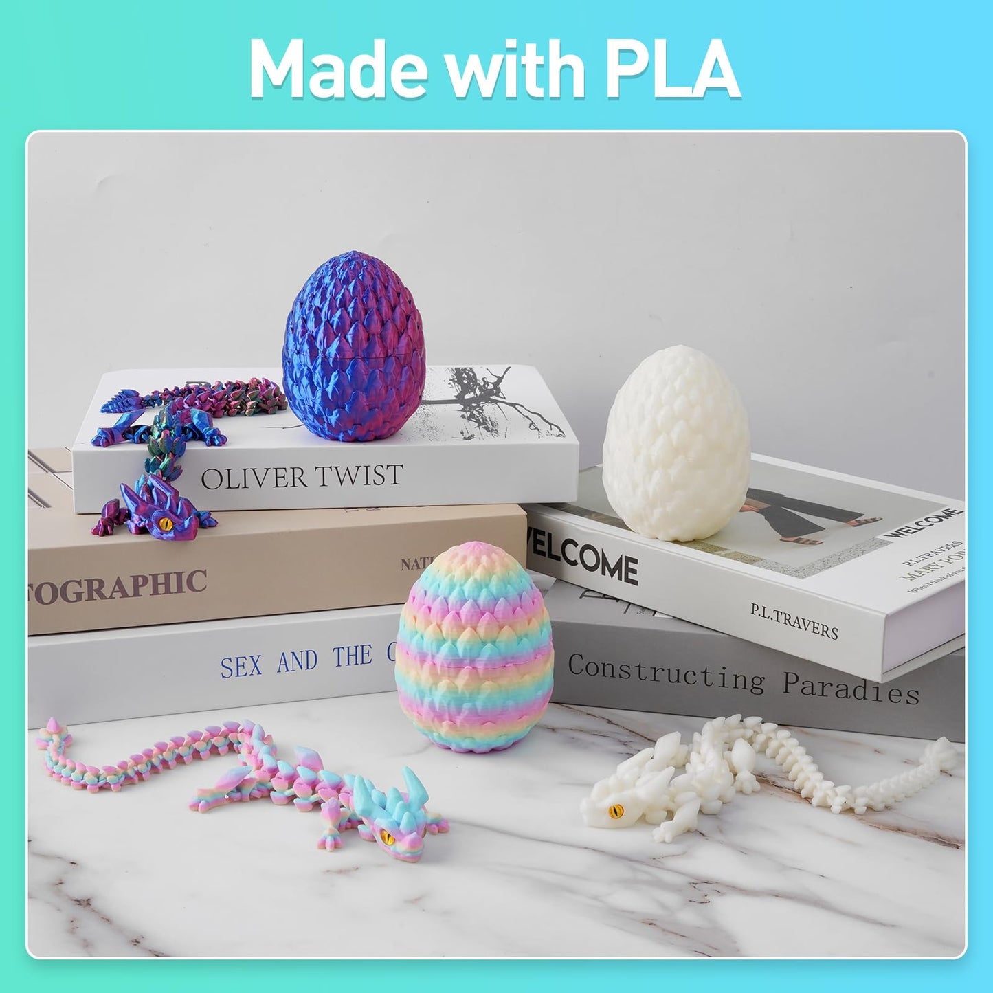 SYEFKJSA 3D Printed Dragon Eggs – 12-Inch Articulated Dragon, Glow in the Dark