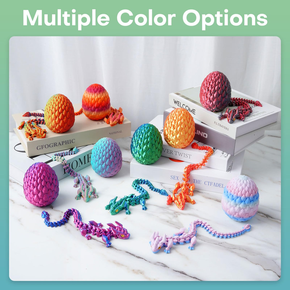 SYEFKJSA 12-Inch Articulated 3D Printed Dragon Eggs with Dragon Inside – Desk Toy, Decor & Gift
