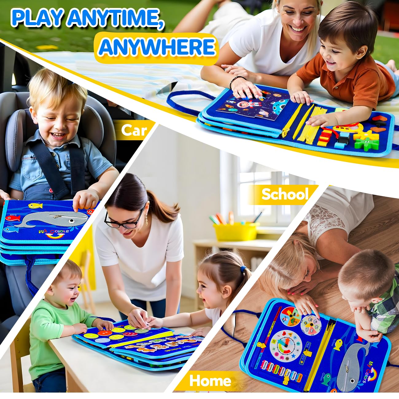 SYHLN Toddler Montessori Busy Board – 25-in-1 Learning Toy for Preschoolers, Travel & Sensory Play (Dinosaur Design)