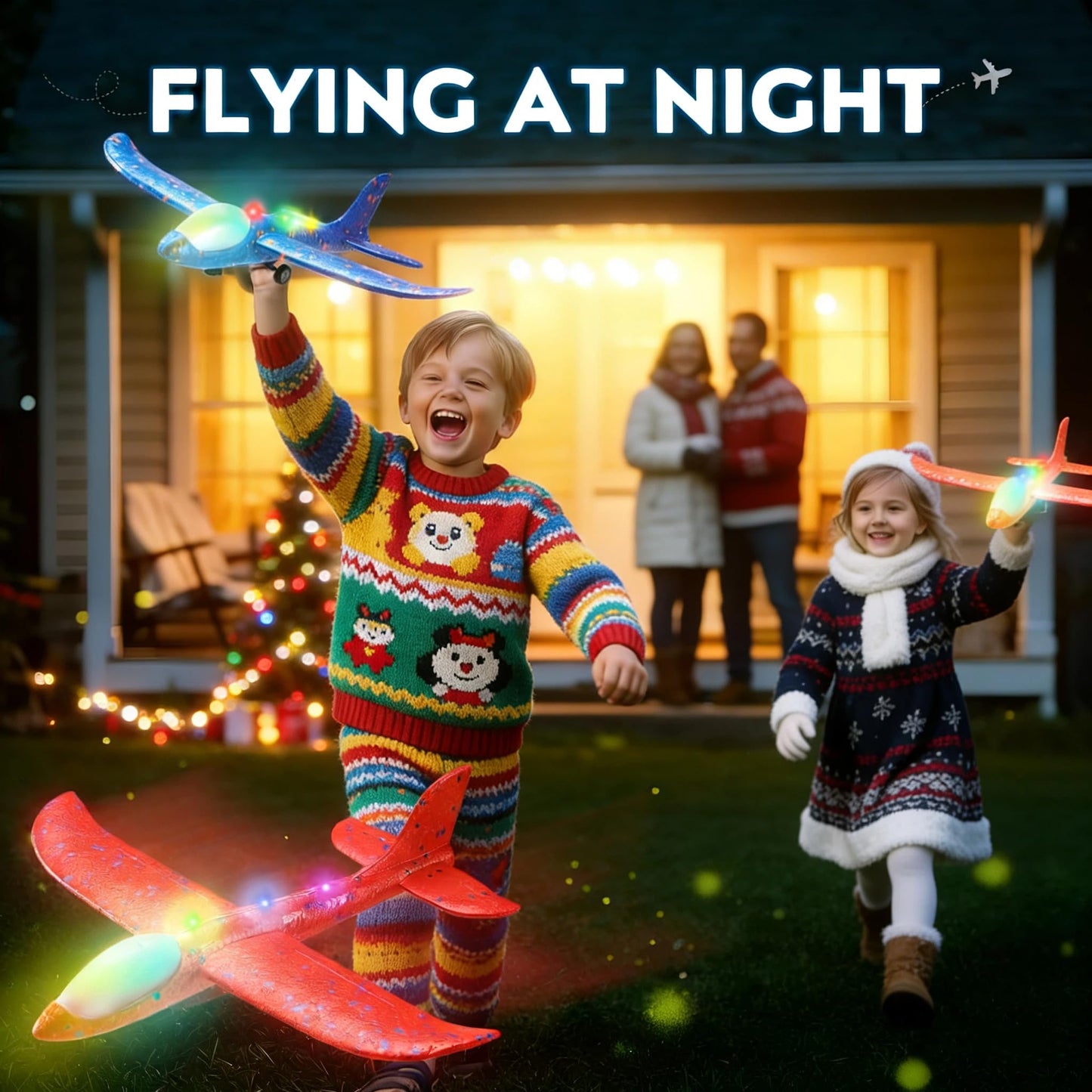 SYHLN 3 Pack Airplane Launcher Toys – LED Foam Glider Planes for Outdoor Fun (Ages 4-9)