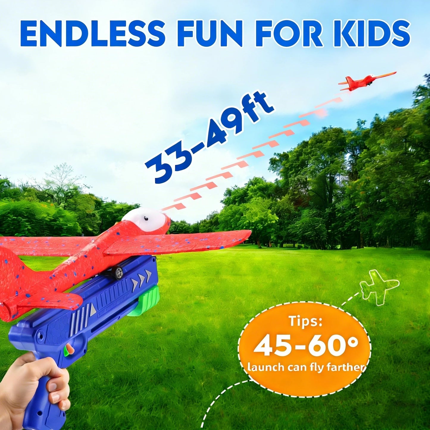 SYHLN 3 Pack Airplane Launcher Toys – LED Foam Glider Planes for Outdoor Fun (Ages 4-9)
