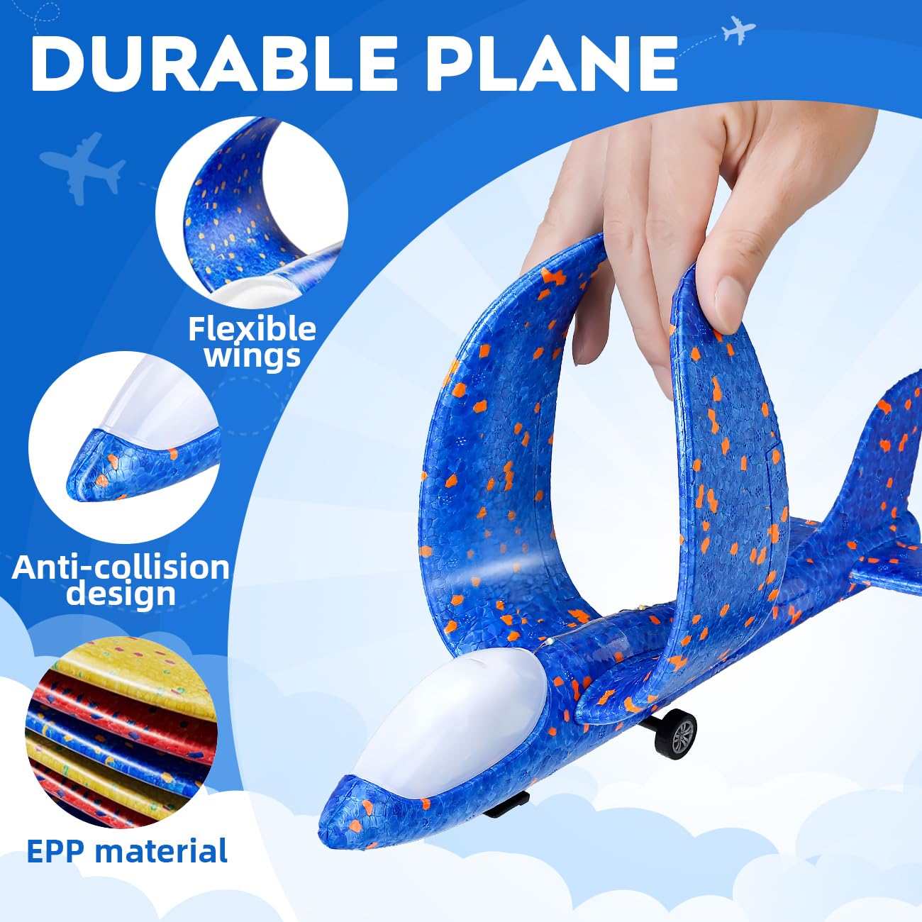 SYHLN 3 Pack Airplane Launcher Toys – LED Foam Glider Planes for Outdoor Fun (Ages 4-9)