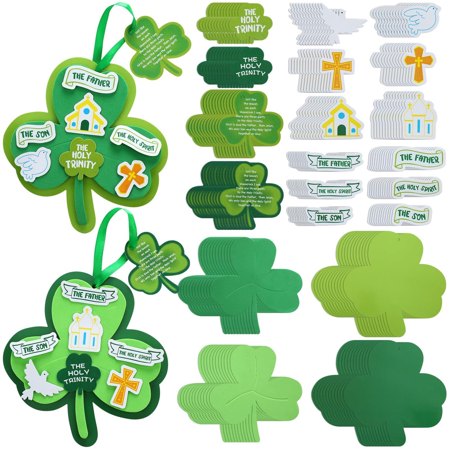 Syhood 24-Set Trinity Shamrock Craft Kit for St. Patrick's Day – Bible Crafts for Sunday School, VBS & Home Activities