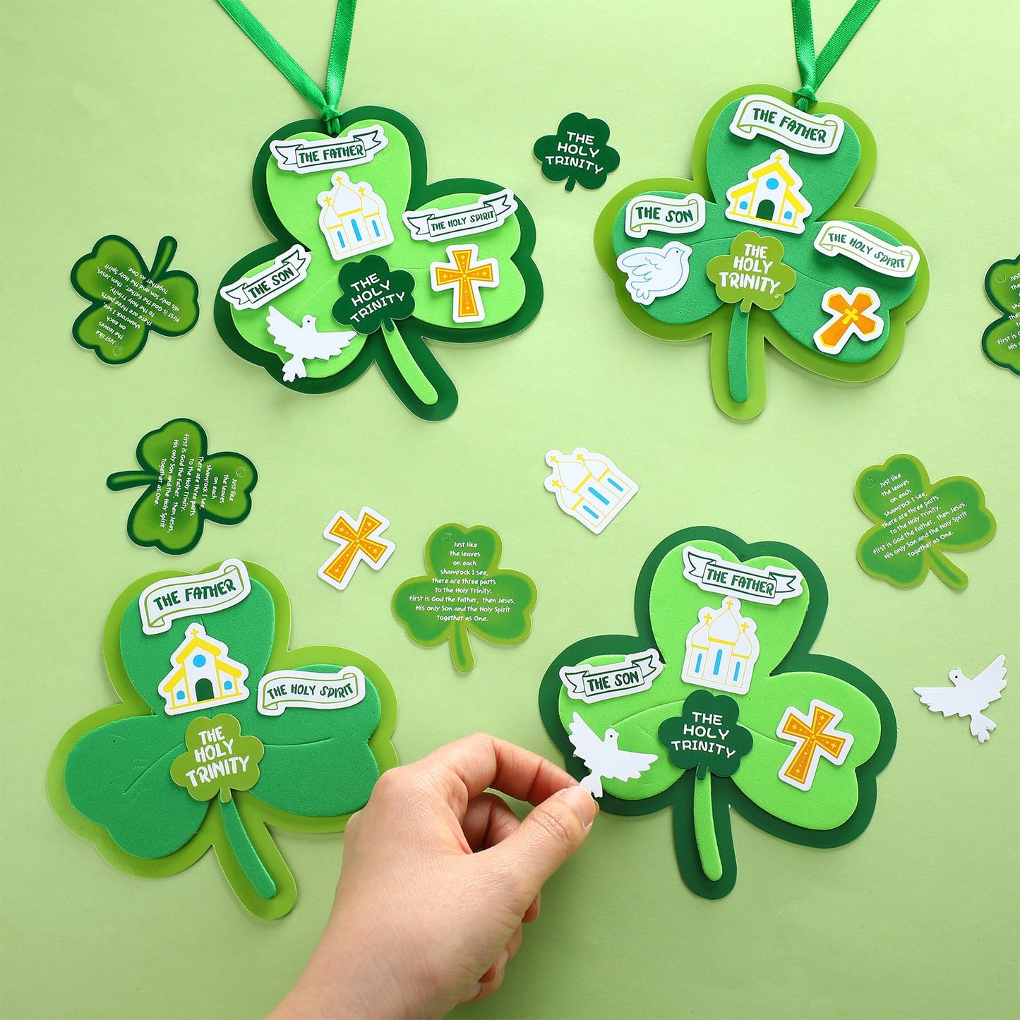 Syhood 24-Set Trinity Shamrock Craft Kit for St. Patrick's Day – Bible Crafts for Sunday School, VBS & Home Activities